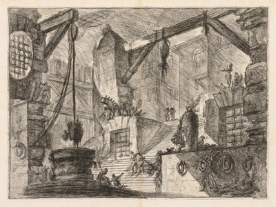 Las Prisiones: Interior con Columnas y una Escalera Ancha, 1745-1750 de Giovanni Battista Piranesi
