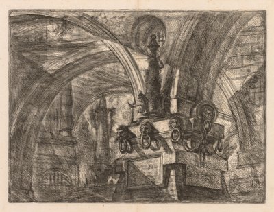 Las prisiones: Arcos redondos que surgen de una columna cuadrada de Giovanni Battista Piranesi