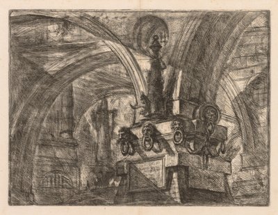 Las prisiones: Arcos redondos que surgen de una columna cuadrada, 1745-1750 de Giovanni Battista Piranesi