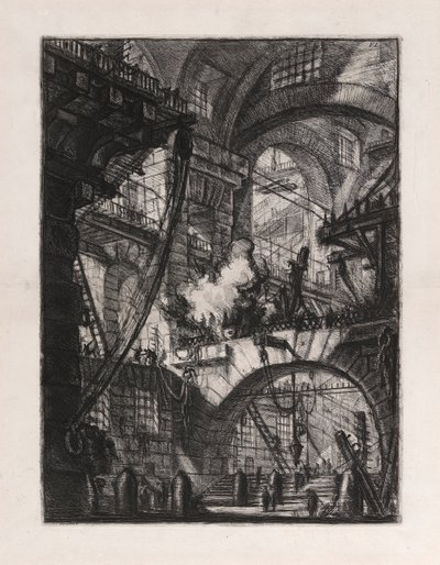 El fuego humeante, placa 6 de Carceri d de Giovanni Battista Piranesi