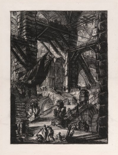 La escalera con trofeos, placa 8 de Carceri d de Giovanni Battista Piranesi