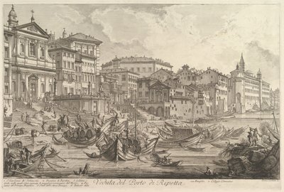 El puerto más pequeño, llamado el Porto di Ripetta Veduta del Porto di Ripetta, ca. 1753 de Giovanni Battista Piranesi