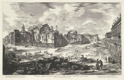 Termas de Diocleciano en Roma Vista de los restos superiores de las Termas de Dioclaziano (título sobre objeto) Gezichten op Rome (título de la serie) Vistas de Roma diseñadas y grabadas por el arquitecto Giambattista Piranesi Ve (nez) iano (título de la s de Giovanni Battista Piranesi