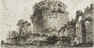 Tumba de Caecilia Metella llamada Capo di Bove [Cabeza de Buey], lámina veinte de Algunas Vistas de Arcos Triunfales y otros monumentos de Giovanni Battista Piranesi