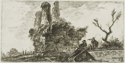 Tumba de los tres hermanos Curiatii en Albano, lámina 27 de Algunas vistas de arcos triunfales y otros monumentos de Giovanni Battista Piranesi