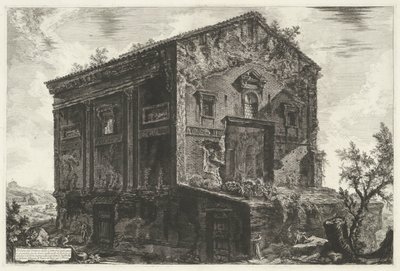 Tombe van Aspasia Annia Regilla te Roma Vista del Templo de Camene (título sobre objeto) Gezichten op Rome (título de la serie) Vistas de Roma diseñadas y grabadas por el arquitecto Giambattista Piranesi Ve (nez) iano (título de la serie) de Giovanni Battista Piranesi