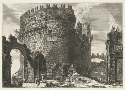 Tombe van Caecilia Metella te Roma Tumba de Cecilia Metella (...) (título sobre objeto) Gezichten op Rome (título de la serie) Vistas de Roma diseñadas y grabadas por el arquitecto Giambattista Piranesi Ve (nez) iano (título de la serie) de Giovanni Battista Piranesi