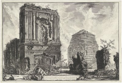 Tombes van Licinianus Piso en de Cornelius familia langs de Via Appia Gezichten op Rome (título de la serie) Vistas de Roma diseñadas y grabadas por el arquitecto Giambattista Piranesi Ve (nez) iano (título de la serie) de Giovanni Battista Piranesi