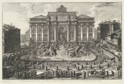 Trevifontein en Roma Vista en perspectiva de la gran Fontana dell