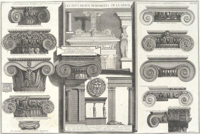 Varios capiteles jónicos romanos comparados con ejemplos griegos, mediados del siglo XVIII de Giovanni Battista Piranesi