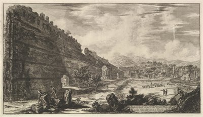 Vista de los restos del Castro Pretorio en la Villa Adriana en Tívoli de Giovanni Battista Piranesi