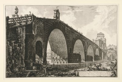 Vista del Puente Milvio sobre el Tíber a dos millas de Roma, desde Vedute di Roma de Giovanni Battista Piranesi