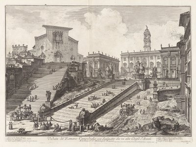 Vista del Campidoglio Romano con escalera que va de Giovanni Battista Piranesi