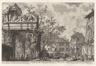 Veduta del Tempio di Giove Tonante (Vista del Templo de Júpiter Tonans [Júpiter el Tronador; en realidad el Templo de Vespasiano y Tito]), de Vedute di Roma (Vistas de Roma) de Giovanni Battista Piranesi