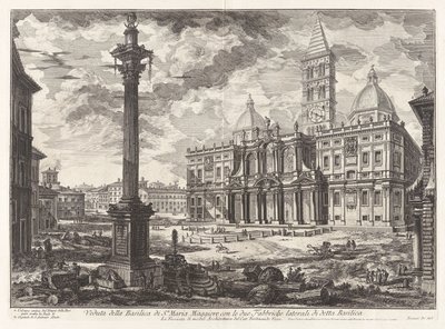 Vista de la Basílica de Santa Maria [Maggiore] con sus dos alas flanqueantes), de Vedute di Roma (Vistas de Roma) de Giovanni Battista Piranesi