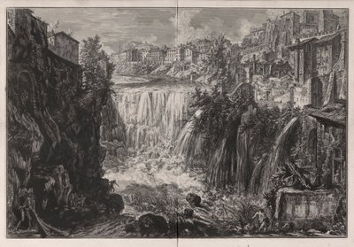 Veduta della Cascata di Tivoli (Vista de la cascada de Tivoli), de Vedute di Roma (Vistas de Roma) de Giovanni Battista Piranesi