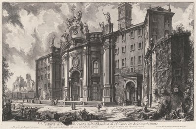 Vista de la fachada de la basílica de Santa Croce in Gerusalemme de Giovanni Battista Piranesi