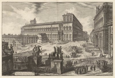 Vista de la Piazza di Monte Cavallo (Vista de la Piazza di Monte Cavallo [Piazza del Quirinale con el Palacio Quirinal en el centro]), de Vedute di Roma (Vistas de Roma) de Giovanni Battista Piranesi