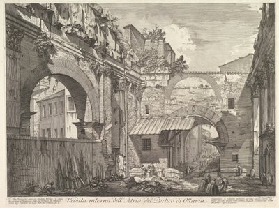 Vista interna del Atrio del Pórtico de Octavia de Giovanni Battista Piranesi
