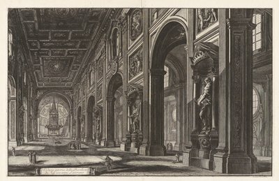 Vista interior de la basílica de San Juan de Letrán, de «Vedute di Roma» de Giovanni Battista Piranesi