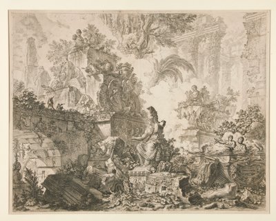 Vistas de Roma: Frontispicio con estatua de Minerva de Giovanni Battista Piranesi