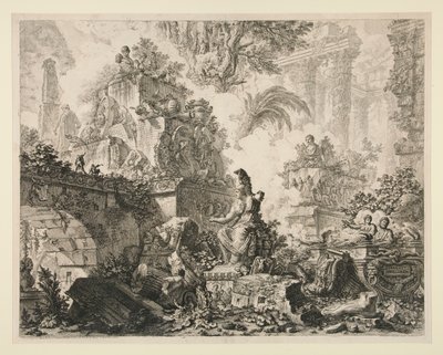 Vistas de Roma: Frontispicio con estatua de Minerva de Giovanni Battista Piranesi