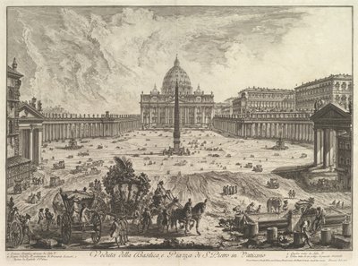 Vista de la Basílica de San Pedro y la Plaza en el Vaticano, de Vedute di Roma Roman Vie de Giovanni Battista Piranesi