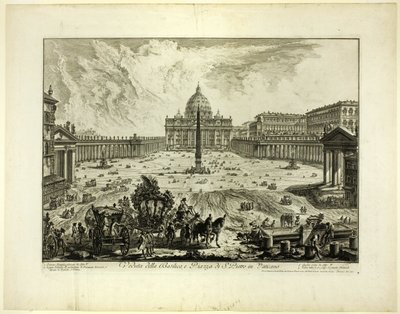 Vista de la Basílica de San Pedro y la Plaza del Vaticano, de Vistas de Roma de Giovanni Battista Piranesi