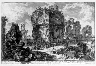 Vista de una tumba en la Vía Apia en Roma. Dibujo de Giovanni Piranesi (conocido como Piranese). 1756 de Giovanni Battista Piranesi