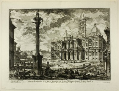 Vista de la Basílica de S. Maria Maggiore con sus dos alas laterales, de Vistas de Roma de Giovanni Battista Piranesi