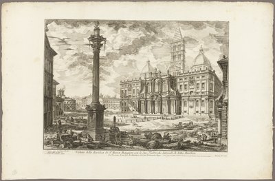 Vista de la Basílica de S. Maria Maggiore con sus dos alas laterales, de Vistas de Roma de Giovanni Battista Piranesi