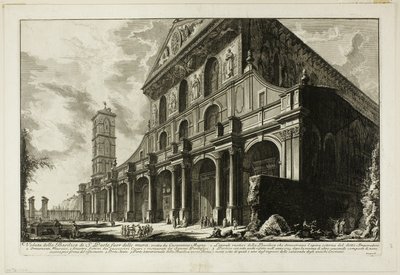 Vista de la Basílica de S. Paolo fuori delle Mura [San Pablo Extramuros], construida por Constantino el Grande, de Vistas de Roma de Giovanni Battista Piranesi
