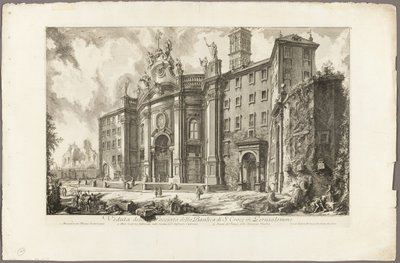 Vista de la fachada de la Basílica de S. Croce en Gerusalemme [la Santa Cruz en Jerusalén], de Vistas de Roma de Giovanni Battista Piranesi