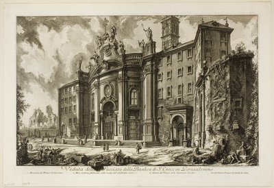 Vista de la fachada de la Basílica de S. Croce in Gerusalemme, de Vistas de Roma de Giovanni Battista Piranesi