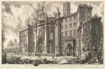 Vista de la fachada de la Basílica de S. Croce en Gerusalemme, ca. 1750 de Giovanni Battista Piranesi