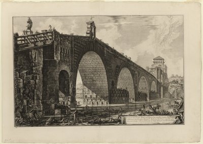 Vista del Ponte Molle [o Puente Milvio] sobre el Tíber a dos millas fuera de Roma, de Vistas de Roma de Giovanni Battista Piranesi