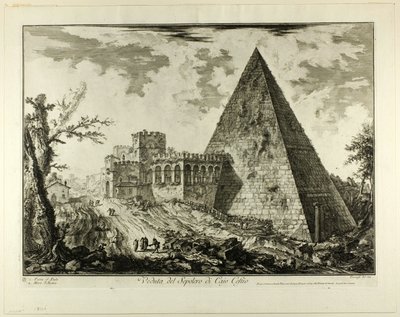 Vista de la tumba piramidal de Cestio, de Vistas de Roma de Giovanni Battista Piranesi
