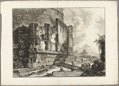 Vista de los restos de la tumba de los Plautii en la Via Tiburtina, cerca del Ponte Lugano, a dos millas de Tivoli, de Vistas de Roma de Giovanni Battista Piranesi
