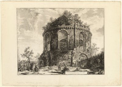 Vista del Llamado Tempio della Tosse (Templo de la Tos) en la Via Tiburtina a una milla de Tivoli, de Vistas de Roma de Giovanni Battista Piranesi