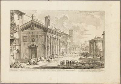 Vista del Templo de Fortuna Virilis. Ahora la iglesia armenia de S. Maria Egizziaca, de Vistas de Roma de Giovanni Battista Piranesi