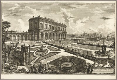Vista de la villa de Su Eminencia el Cardenal Alessandro Albani, fuera de Porta Salaria, de Vistas de Roma de Giovanni Battista Piranesi