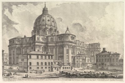 Vista del exterior de la Basílica de San Pedro en el Vaticano, de Vedute di Roma, ca. 1748 de Giovanni Battista Piranesi