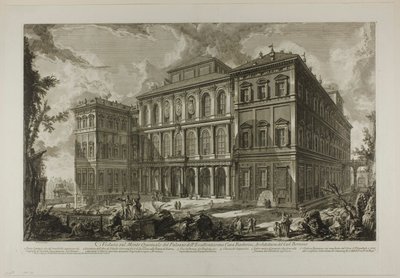 Vista del Palacio de la Ilustre Familia Barberini en la Colina Quirinal, diseñado por Cavaliere Bernini, de Vistas de Roma de Giovanni Battista Piranesi