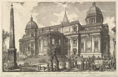 Vista de la entrada trasera de la Basílica de S. Maria Maggiore, de Veduta di Roma R..., ca. 1742 de Giovanni Battista Piranesi