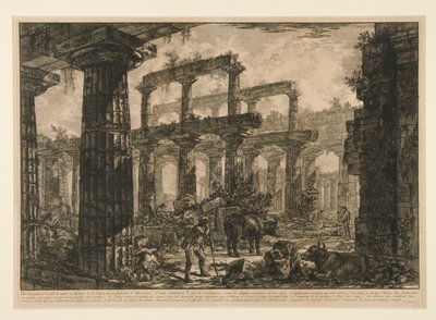 ¿Visto? de los restos de la cella del templo de Neptuno (Vista de los restos de la cella del templo de Neptuno), de Diferentes vistas de Giovanni Battista Piranesi
