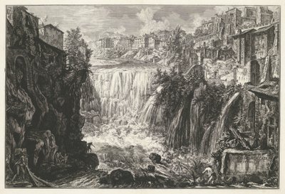 Waterval en Tívoli Vista de la cascada de Tivoli (título sobre el objeto) Gezichten op Rome (título de la serie) Vistas de Roma diseñadas y grabadas por el arquitecto Giambattista Piranesi Ve (nez) iano (título de la serie) de Giovanni Battista Piranesi