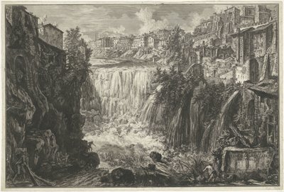 Waterval en Tívoli Vista de la cascada de Tivoli (título sobre el objeto) Gezichten op Rome (título de la serie) Vistas de Roma diseñadas y grabadas por el arquitecto Giambattista Piranesi Ve (nez) iano (título de la serie) de Giovanni Battista Piranesi