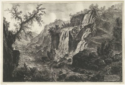 Valle del agua de Tivoli Vista de la Cascatelle en Tivoli (título sobre objeto) Gezichten op Rome (título de la serie) Vistas de Roma diseñadas y grabadas por el arquitecto Giambattista Piranesi Ve (nez) iano (título de la serie) de Giovanni Battista Piranesi