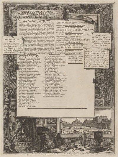 Catálogo de las obras dadas hasta ahora a la luz por Gio Battista Piranesi de Giovanni Battista Piranesi and Francesco Piranesi