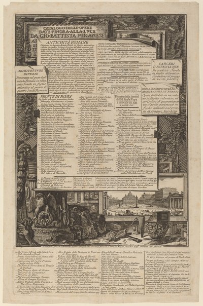 Catálogo de las obras dadas hasta ahora a la luz por Gio Battista Piranesi de Giovanni Battista Piranesi and Francesco Piranesi